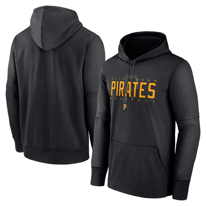 Men's Pittsburgh Pirates Black Pregame Performance Pullover Hoodie - Click Image to Close